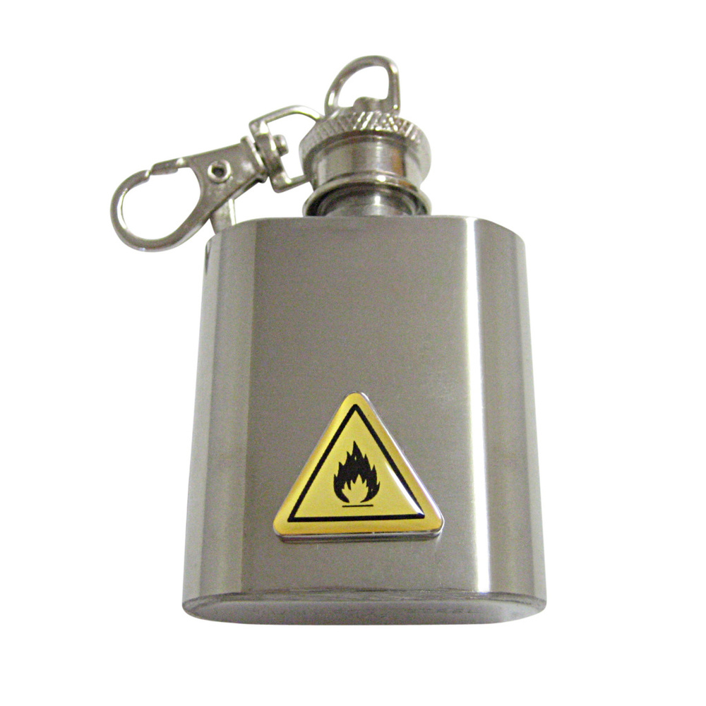 Flammable Warning Sign 1oz Keychain Flask - image 1